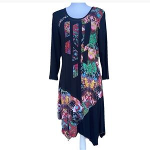 Parsley & Sage Artsy Patchwork Stripe Boho Jersey Dress Women’s Size Medium